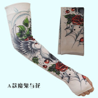 A款魔鬼与花 均码 高档男生夏季护臂 户外骑行袖套臂套 防紫外线防晒袖套 纹身无缝