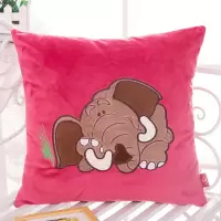 大象(红) 枕套(单枕套)40X40cm 可爱卡通客厅沙发抱枕靠垫靠背办公室床头汽车抱枕套不含芯正方形