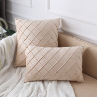 小格-奶茶 30x50cm单枕套(不带枕芯) 北欧极简现代天鹅绒客厅沙发抱枕靠垫腰靠枕套45x45长方形靠背垫