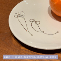 银色 925银针 甜酸蝴蝶结流苏耳环女简约气质耳饰仙气长款冷淡风高级感耳钉耳坠