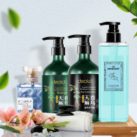 洗发水+沐浴露+护发素+香水 500ml 递欧天麻首乌洗发水四合一套装沐浴露时尚香氛洗护沐套装。