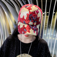 YZ-红色 可调节 帽子女夏天韩版潮刺绣棒球帽亮片帽子防晒鸭舌帽女士春夏遮阳网帽