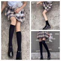 短袜22cm-白色 均码 ;日系秋季款白色120D不透肉天鹅绒中筒袜半截JK小腿袜过膝高筒袜