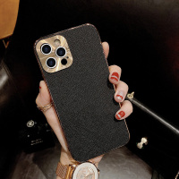 iPhone12(6.1英寸)电镀十字纹[黑色] 适用于苹果12手机壳奢华高档12Pro金属镜头保护圈iPhone12商