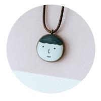 男款项链 2 陶泥小人偶头像复古情侣项链吊坠学生陶瓷刻字挂件一对男女手工绘