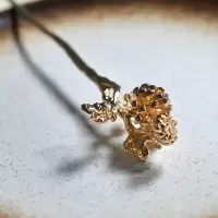 菊花 铜制立体花卉花苞花蕊图案造型发簪 保色铜 花朵系列桂花菊花簪子