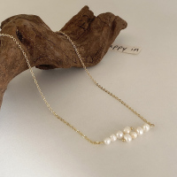 重叠珍珠项链 重叠巴洛克珍珠项链女夏轻奢小众设计感锁骨链简约装饰颈链配饰品