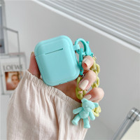 AirPods 1/2代 薄荷绿+小熊链条 蒂芙尼蓝夏日小熊手链airpods保护套2代苹果无线蓝牙通用1/2代硅胶pr