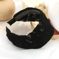 黑色带齿 防滑 宽边发箍白头发饰韩国发带蕾丝头箍遮白发发卡头饰品防滑发带黑色