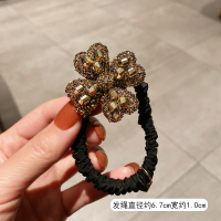黄色四叶草发绳 韩国东大门气质矿钻水晶发绳个性小肠皮筋高质感百搭发圈女扎头绳