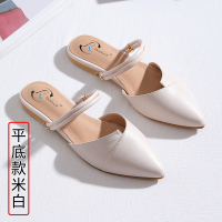 平底款米白5566-3 32 女款 包头凉鞋女夏平底鞋平跟两穿半拖外穿温柔鞋仙女凉拖鞋小码女鞋子