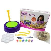 陶艺机含800g陶土电池版 电池EU 儿童diy手动制作玩具女孩陶艺机拉胚机拉坯陶土机器电动彩陶泥机