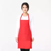 红色 厨房面包店围裙工作服女印字时尚时尚罩衣女围裙时尚成人厨房围裙