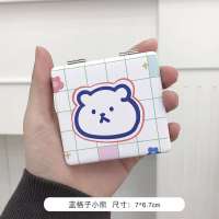 蓝 奶瓶狗狗-圆形 可爱折叠双面手镜子女q随身携带化妆学翻盖式便携镜生宿舍小号小