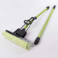 绿杆卡槽自带一个头 妙洁滚轮式胶棉拖把神奇卡槽灵巧海绵拖把卫生间免手洗日用一拖净