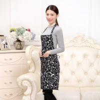 围裙女厨房防尘防污家用工作上班挂脖无袖棉麻印花时尚成人款围腰