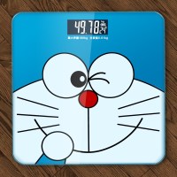 机器猫蓝胖子卡通圆形家用充电电子称重体重秤人体秤精准成人减肥