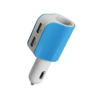 点烟筒侧面双U/061白蓝 日本车载点烟器一拖二带双USB手机车用充电器车充多功能汽车插座