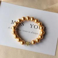 南洋浓金色 珠直径10mm 天然母贝浓金大溪地黑Akoya白珍珠手链正圆强光送妈妈送女友礼物