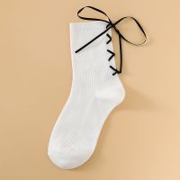 绑带白色1双 关注店铺截图客服多送纯棉短袜一双 堆堆袜子女可爱日系女学生黑色白色蕾丝jk花边夏季洛丽塔中筒袜潮