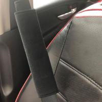 纯黑色毛绒护肩一对 汽车安全带护肩套一对柔软卡通可爱创意加长车载保险带保护套装饰