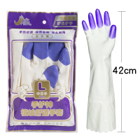加长款3012紫色(舒适加绒有螺纹)秋冬使用 M 守护神鲨鱼油洗碗手套女家务洗衣服厨房橡胶皮加绒加厚防水长冬季