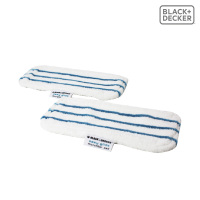 2件装蒸汽拖把清洁布,蓝色条纹长方形 Black+Decker百得蒸汽拖把清洁布蒸汽手套附件百得六合一拖布配件
