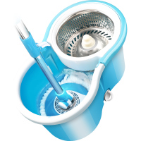 [推荐]蓝色 2个 金属篮 加强杆+塑料盘 百家好世双驱动旋转拖把免手洗家用拖把桶品牌拖把手压神拖墩布桶