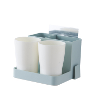 5152北欧蓝 牙刷架放梳子的收纳筒浴室壁挂卫生间免打孔洗漱牙膏盒牙杯置物架