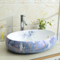 台上彩色洗漱洗手盆艺术洗脸盆盆盆卫生间椭圆形盆陶瓷面盆家用洗