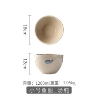 小号鱼图花盆(花器专用) 瓷盆子家用厨房和面盆陶瓷家用酸菜鱼专用大号老式水煮鱼加厚不粘