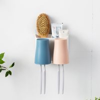 二杯款牙刷架(置物架+2个口杯不 卫生间牙刷置物架浴室厕所洗手间洗漱台牙膏各种神器收纳用品大全