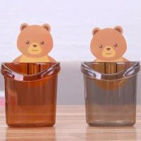 小熊随机色一个装 卫生间壁挂式小熊置物牙刷牙膏架免打孔洗漱杯浴室洗小熊置物杯架