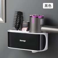 镜面黑[产品1年包质量,免费换黏胶] 吹风机置物架壁挂式卫生间收纳免打孔风筒架子厕所浴室电吹风挂架