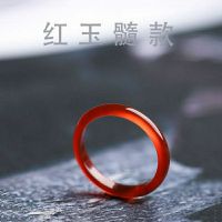 红色款 内径15-16mm (买二送一)男女细条戒指天然玛瑙玉髓情侣指环食指尾戒玉戒子