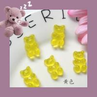 黄色10个 DIY树脂配件奶油胶贴片卡通色彩小熊手工滴胶手机壳发饰品贴片