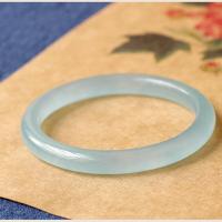 内径54-55（约85斤左右） 天然玉镯天青冻少女款真玉石冰种细圆条冰透年轻翡翠色大号手镯子