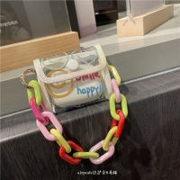 笑脸收纳袋 ins风可爱彩虹链条迷你小零钱包女小号收纳包耳机包装饰盒挂件