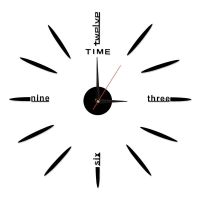 黑色 简约款*14英寸 现代简约免打孔挂钟创意DIY 个性墙贴钟表数字壁钟欧式客厅时钟表