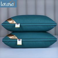[低枕800克]青色+立体带拉链 48*74cm[一只枕芯]收藏商品 LACASA枕头带枕套家用成人枕芯一对羽丝绒单人护