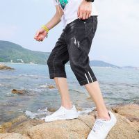 Y830黑色 特价款 28 建议 90斤-105斤 裤子男宽松百搭潮流韩版马裤七分裤夏季弹力薄款直筒休闲牛仔裤男