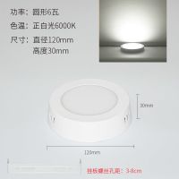 圆形 6瓦 白光 led超薄明装筒灯走廊灯过道灯客厅小吸顶灯玄关厨卫飘窗阳台灯具