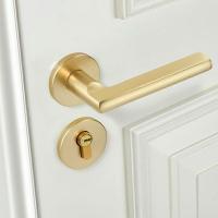 金色(静音锁体) 拉丝金色木门锁室内卧室静音分体家用通用型门把手房间门锁具