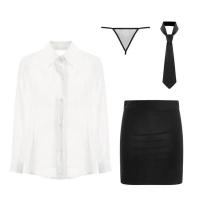 上衣+包臀裙+领带+T裤 情趣内衣性感内衣包臀秘书OL制服诱惑教师套装透视套装三件套女装