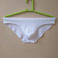 白色 M 男士内裤三角裤 性感低腰超薄无痕一片式冰丝三角透气男青年裤头w