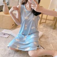 印花无袖-长颈鹿/睡裙 M 建议75-85斤 睡衣女夏季薄款性感吊带睡裙韩版可爱学生夏天套装家居服
