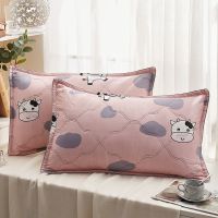 幸福奶牛粉 48X74cm[一对装] 北极绒加棉加厚枕套一对装防油枕巾枕芯套48x74cm枕套单人一只装