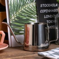 不锈钢银色 挂耳手冲壶无盖240ml ZOWIE KING咖啡手冲壶长嘴挂耳带盖可插温度计玫瑰金滴漏冲泡壶