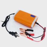 橘色 驰风摩托车电瓶高效智能充电器通用型铅酸蓄电池12V2A充电器