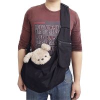 帆布黑色 15斤以内宠物 外出宠物背包兜狗斜挎包帆布双面可用肩带可调节装狗包怀抱猫包